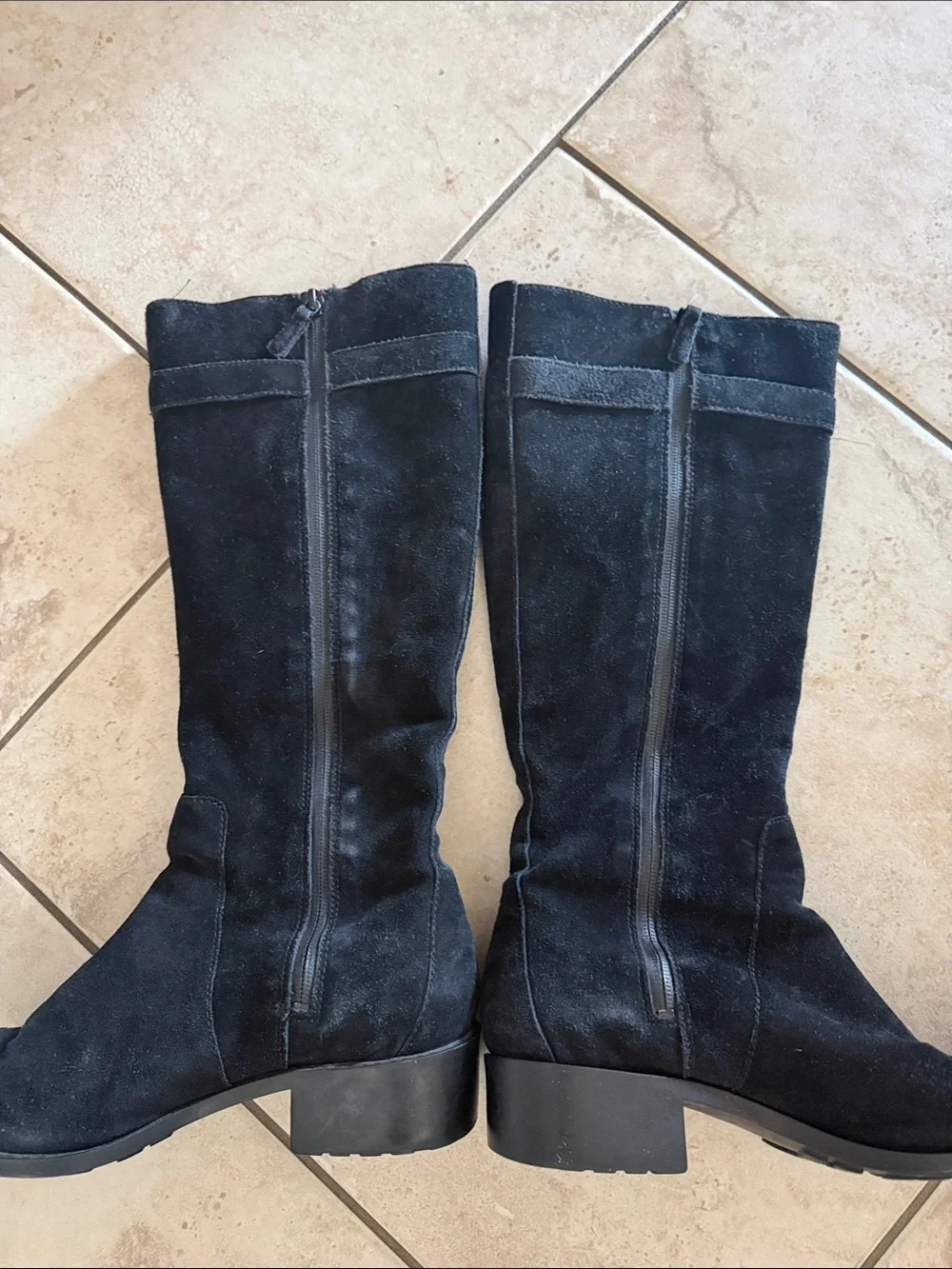 Cole Haan Putnam waterproof black suede knee-high riding boots
